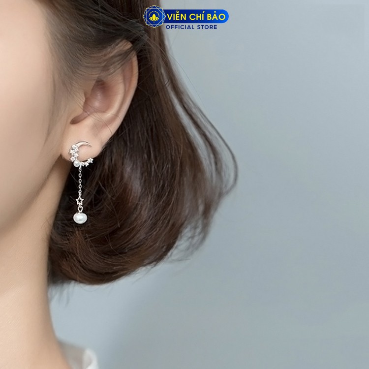 Bông tai bạc nữ Trăng sao lấp lánh chất liệu bạc 925 thời trang phụ kiện trang sức nữ thương hiệu Viễn Chí Bảo B400047