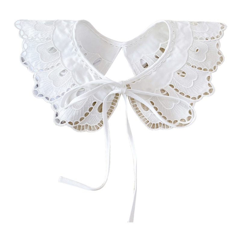 Khăn Choàng Cổ Giả Vải Cotton Màu Trắng Thêu Họa Tiết Hoa / Vảy Cá Thời Trang Hàn Quốc Cho Nữ