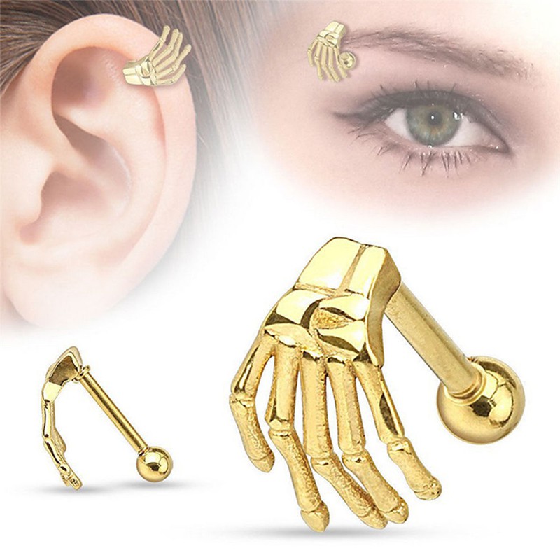 Khuyên Vành Tai Hình Xương Bàn Tay Độc Đáo