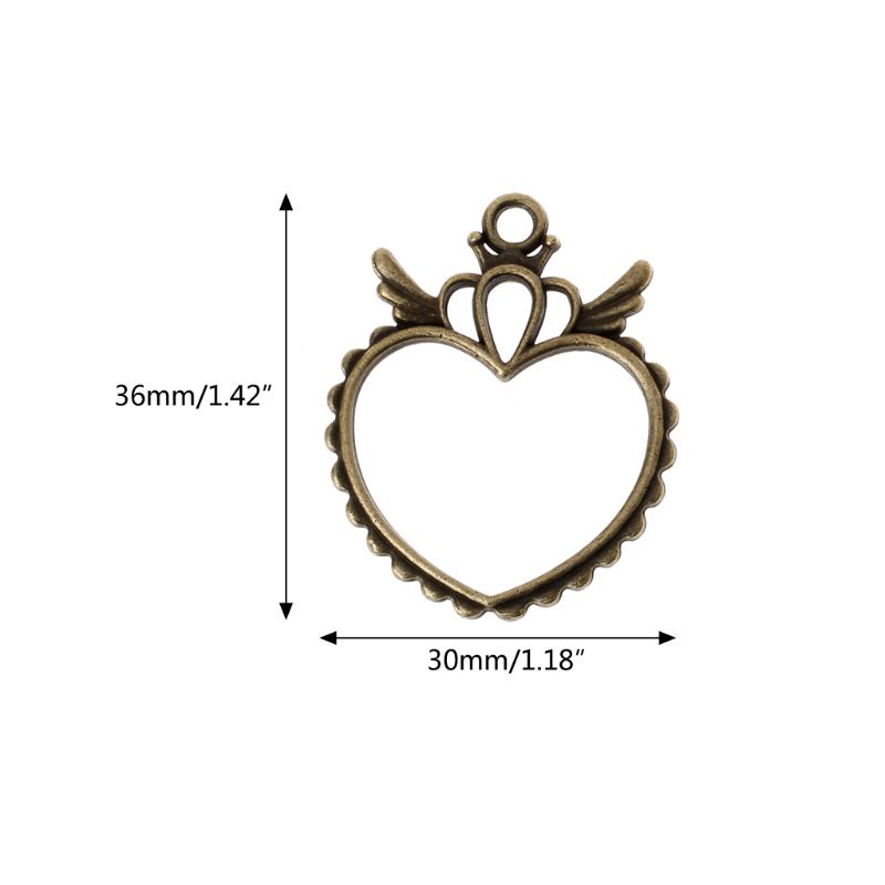 Bộ 5 Khung Mặt Dây Chuyền Hình Trái Tim Bằng Resin UV Mở Lưng Cho Vòng w Loop