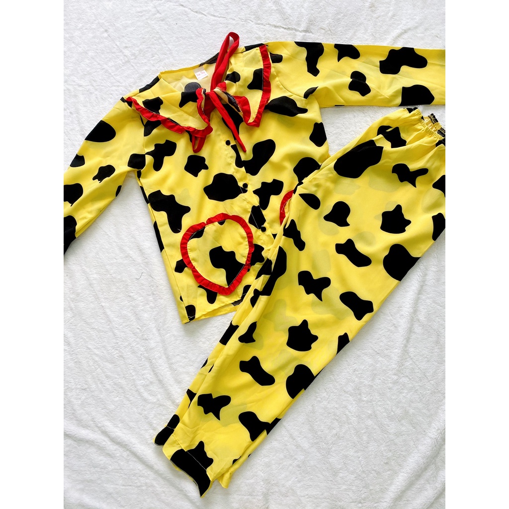 ĐỒ BỘ BÒ SỮA TAY DÀI CỘT NƠ &lt;FREESIZE&gt; VẢI COTTON MÁT, VẢI ĐẸP