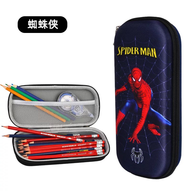 Hộp Đựng Bút học sinh in hình nhân vật hoạt hình siêu nhân, Captain American, iron man