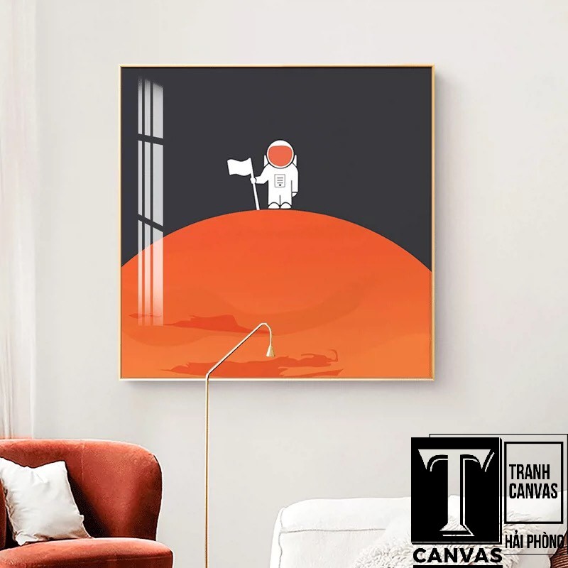 (Giá Xưởng) Tranh Canvas treo tường phòng khách, tranh hiện đại hình vẽ phi hành gia, vũ trụ MÃ PHG10-16 (không khung)