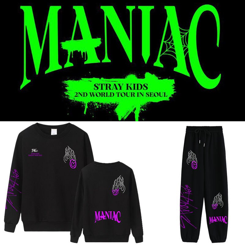 Thời Trang Hàn Quốc BTS KPOP StrayKids MANIAC K-POP Tracksuits Nam/Nữ Áo Hoodies Thun Nỉ Hip Hop