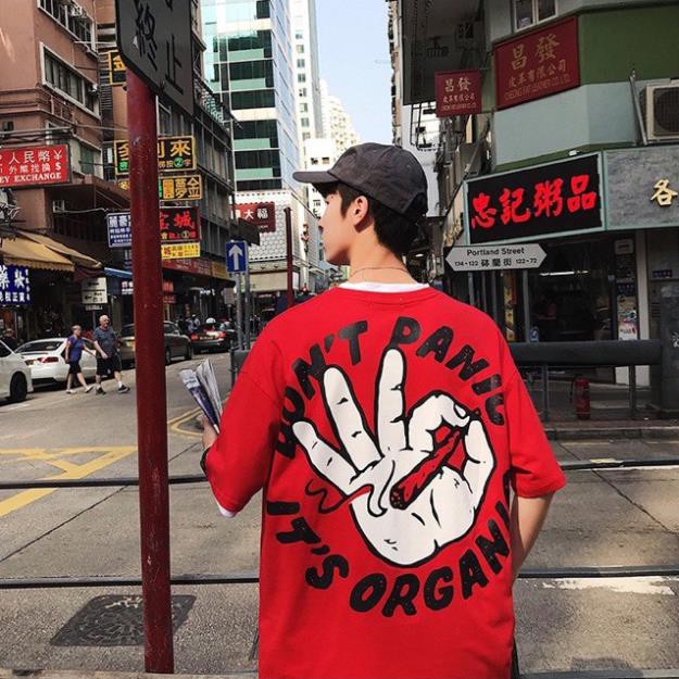 ÁO THUN NAM NỮ UNISEX DON'T PANIC KHÔNG CỔ TAY LỠ FORM RỘNG 3 MÀU TRẮNG ĐỎ ĐEN - ÁO ĐÔI CỰC ĐẸP 🎖️ ❕