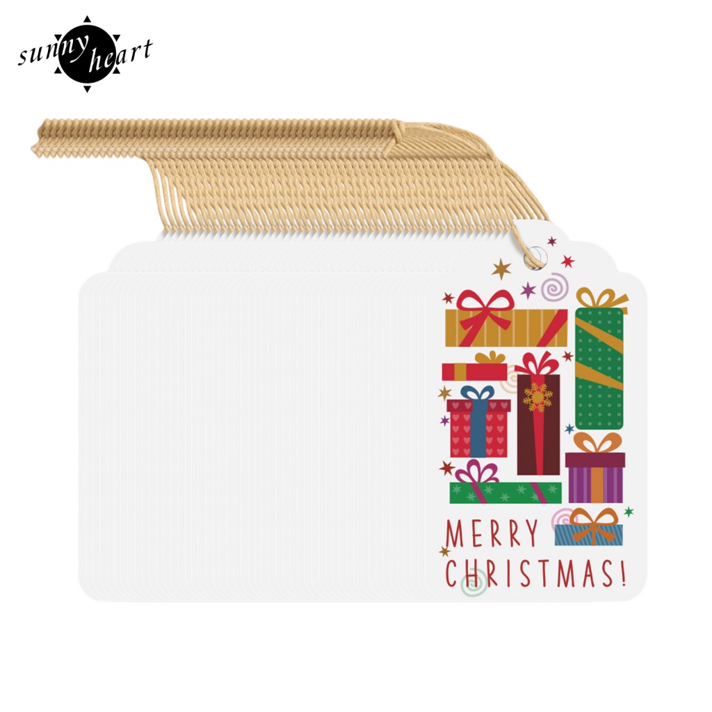 Set 50 Nhãn Treo Bằng Giấy In Họa Tiết Hoa Tuyết Trang Trí Cây Thông Noel