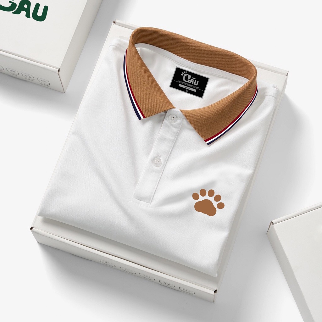 Áo thun Polo GẤU 194 Trơn Unisex vải cá sấu Poly co dãn 4 chiều dày dặn form gerular fit - PL Vết Chân