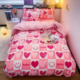 Set chăn ga gối cotton poly - Mẫu icon hello dễ thương.