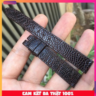 Dây đồng hồ da đà điểu handmade nữ màu nâu đậm đủ size