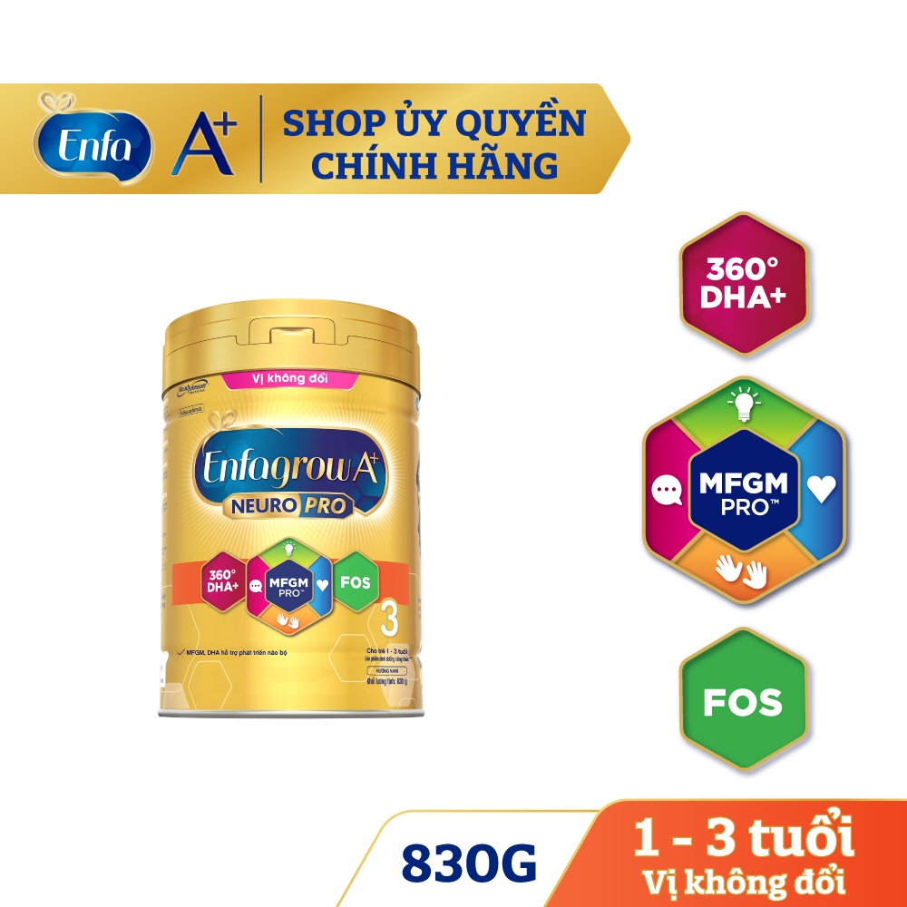 Sữa ENFA Grow A+ 3 NEURO PRO 830g date 2024