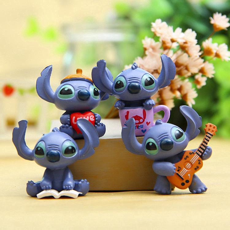 Set 4 Mô Hình Nhân Vật Hoạt Hình Stitch Dễ Thương