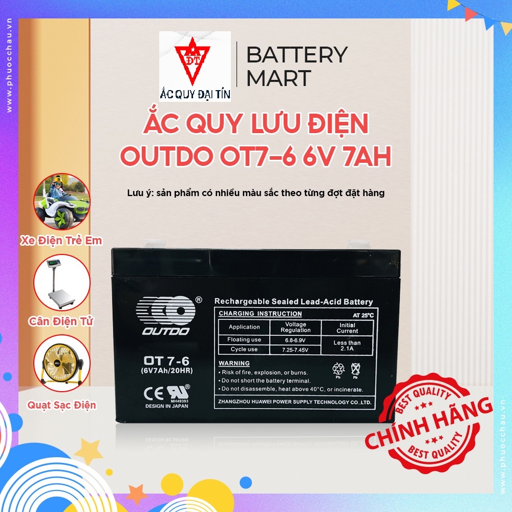 Ắc quy xe điện trẻ em 6V 7Ah , ô tô đồ chơi , cân điện tử , ắc quy 6V chính hãng
