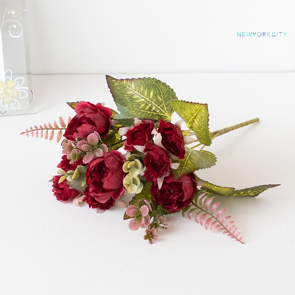 Ny-thiết Kế Hoạch Hoa Mẫu Đơn Giả Bằng Lụa Nhiều Đầu Tươi Tắn Đẹp Mắt DIY