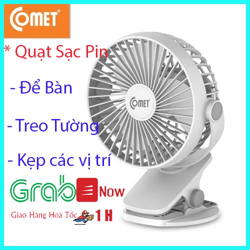 Quạt Sạc Tích Điện Comet - Quạt Kẹp Bàn, Để Bàn hoặc Treo Tường - Quạt Mini nhỏ gọn dễ dàng di chuyển