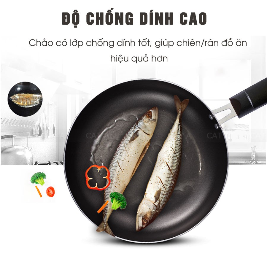 Chảo chống dính bằng nhôm cao cấp - Có nắp đậy cường lực chống nóng - An toàn cho sức khỏe, sang trọng [ TFFP-526-26 ]