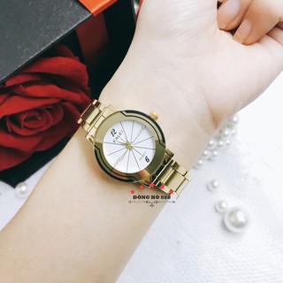Đồng hồ nữ Halei dây vàng mặt tròn thời trang sang chảnh, chống nước chống xước - HL457