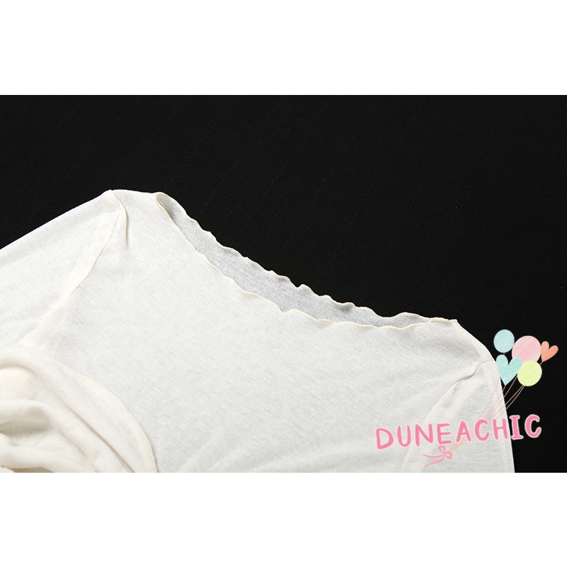 DUNEA Áo croptop tay dài xếp ly quyến rũ cho nữ