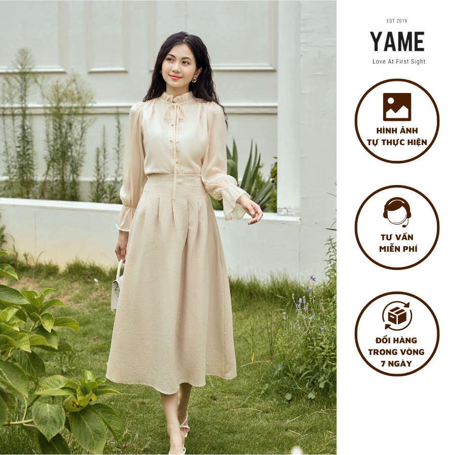 Áo sơ mi công sở, chân váy midi dáng dài OLI YAME