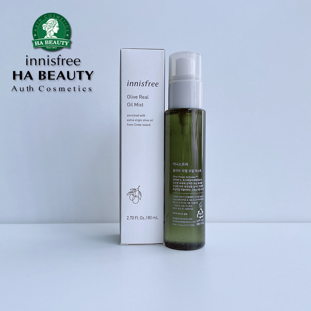 Xịt khoáng dưỡng ẩm sâu ô liu vàng innisfree Olive Real Oil Mist 80ml vitamin E cho da khô