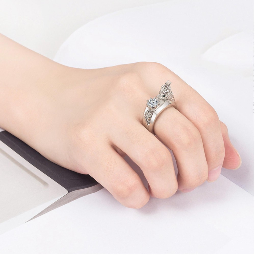 Nhẫn Nữ Titan Chạm Khắc Đầu Rồng Vàng Ngậm Ngọc , Đem Lại May Mắn Tài Lộc, Màu Bền Theo Thời Gian RBKIMLONG0