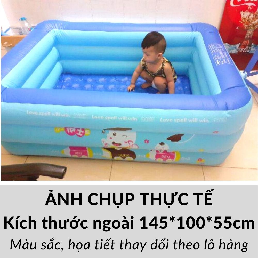 Bể bơi cho bé hồ phao bơi trẻ em thành cao 3 tầng cỡ dài 180cm và 150cm Chọn mua Kèm Bơm điện