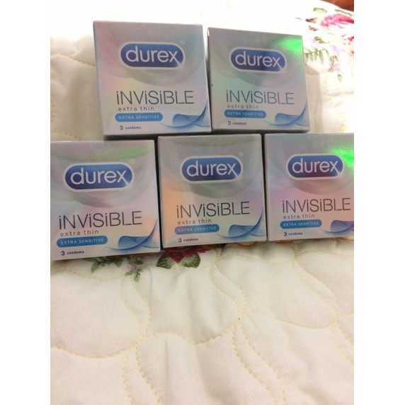 Bộ 5 hộp bcs ÔM SÁT SIÊU MỎNG Durex Invisible - 3 cái