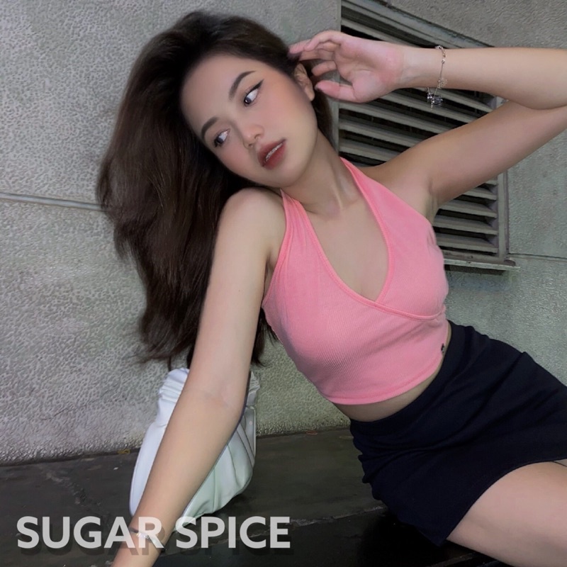 Áo Yếm Croptop Hai Dây Chất Vải Thun Gân SUGARSPICE - Cake Top
