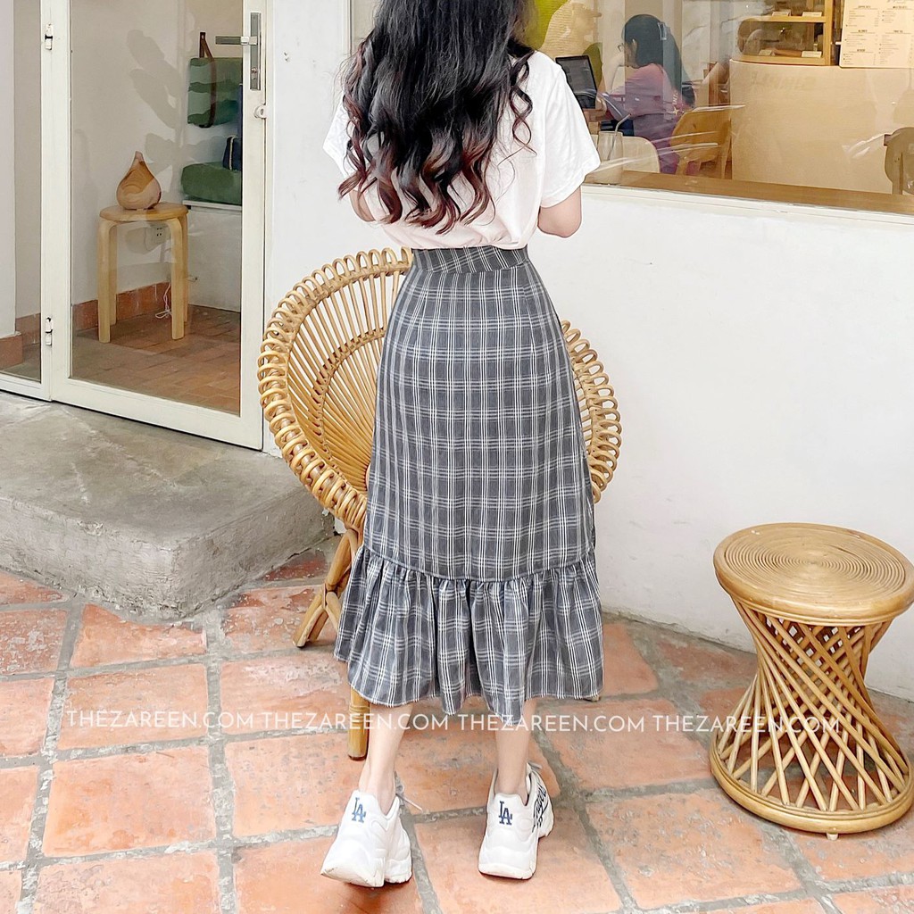 [Mã SKAMCLU7 giảm 10% tối đa 50K đơn 0Đ] CHÂN VÁY DÀI CARO XẾP LY ZAREEN VAD05 CARO XÁM | BigBuy360 - bigbuy360.vn