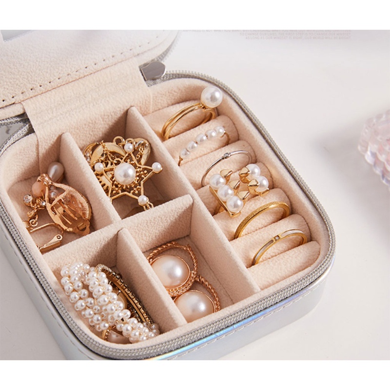 Flgo Hộp Đựng Trang Sức Mini Chống Thấm Nước Có Gương Soi Để Bàn Tiện Lợi