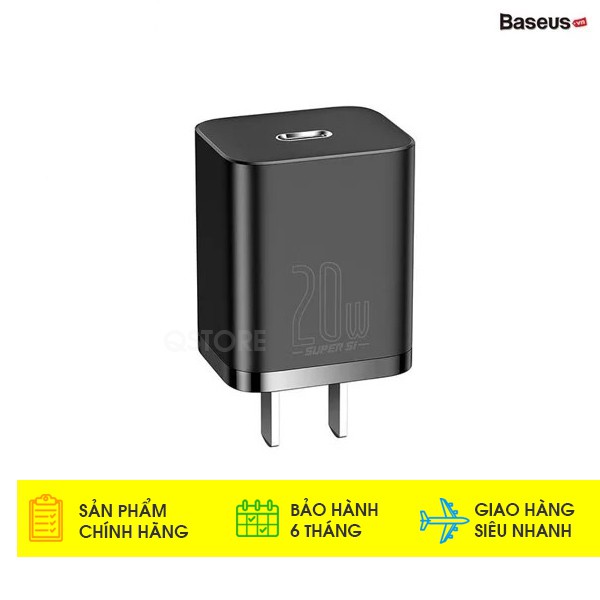 Bộ Sạc Nhanh Iphone 20W, Củ Sạc Nhanh Baseus, Cáp Sạc USB C To Lightning Bọc Dù Cho Iphone 11promax, 12, 12 Promax