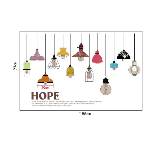 Decal trang trí bóng đèn dây HOPE ( 13 bóng )