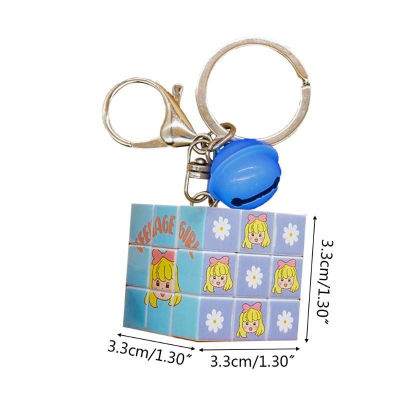 Móc Khóa Hình Khối Rubik 3x3x3 Bằng Kim Loại Có Chuông Hoạt Hình