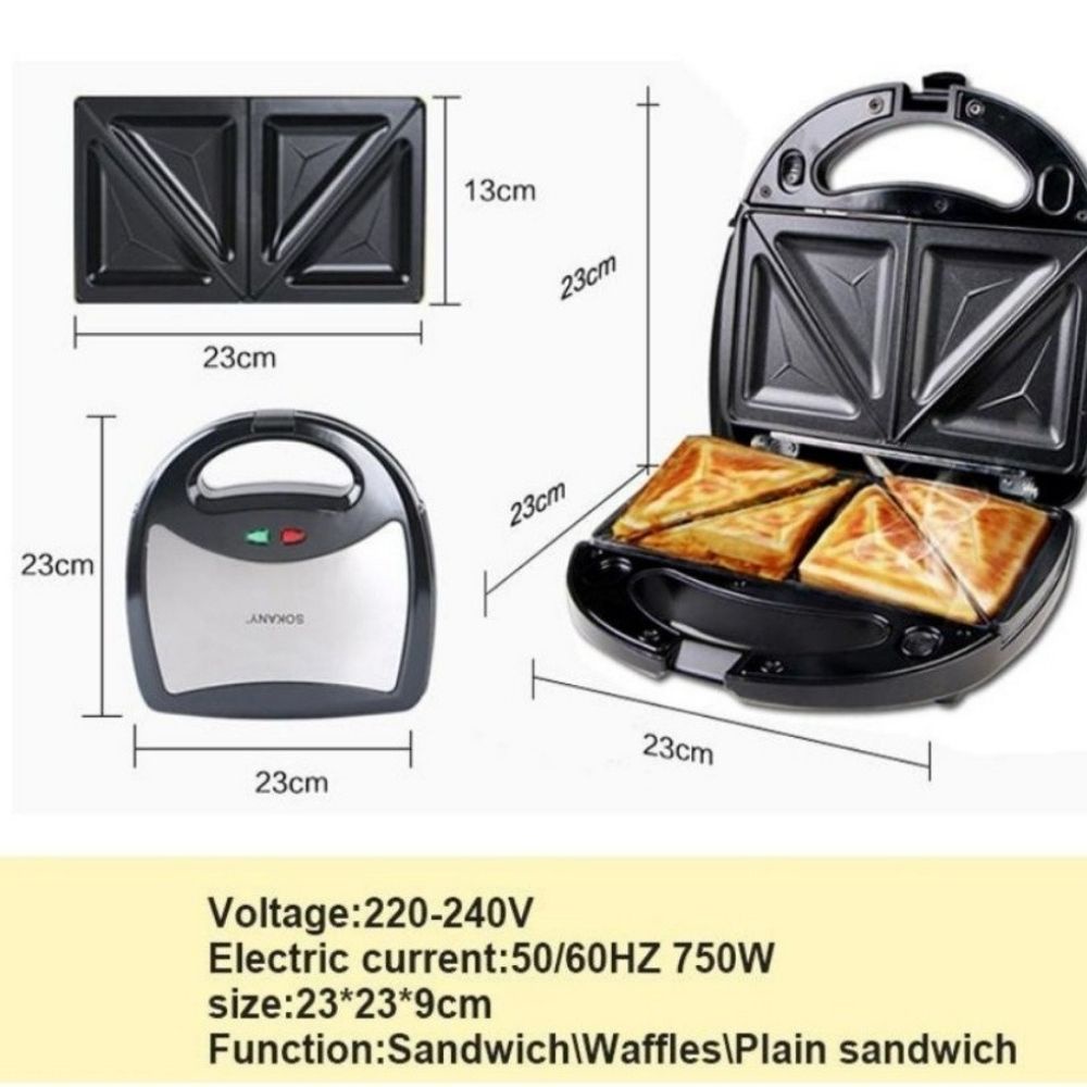 Máy Nướng Bánh Mì Sandwich Chính Hãng SoKaNy KJ-102 Mẹ Gạo,máy nướng bánh sandwich công suất 750W nướng bánh siêu nhanh