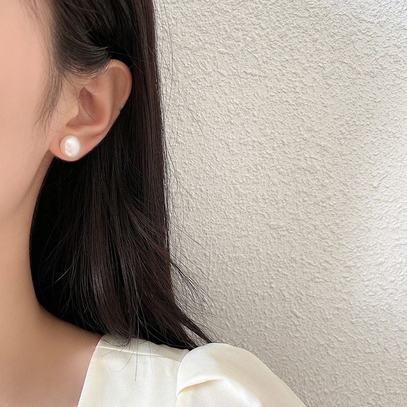 Khuyên Tai Đính Ngọc Trai Kiểu Dáng Đơn Giản Thanh Lịch Dành Cho Nữ