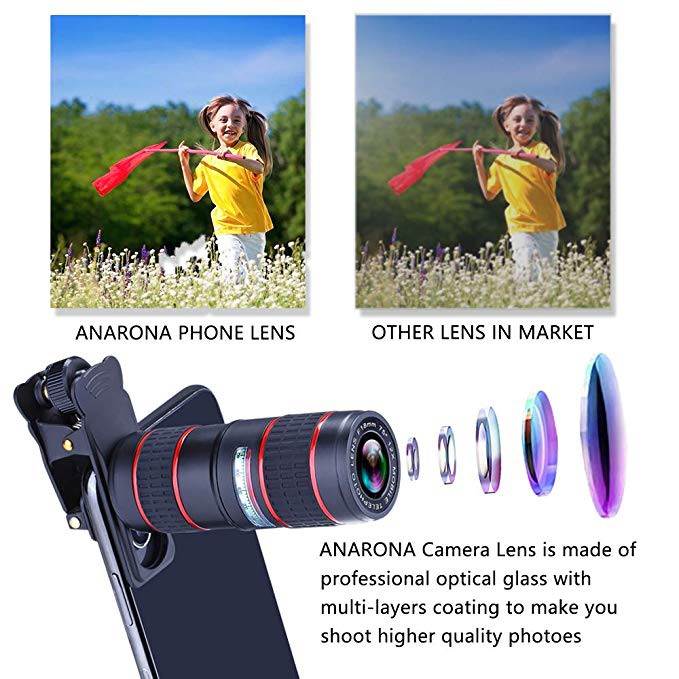 12X Optical HD Cell Phone Camera Telephoto Lens for iPhone Samsung Smartphones