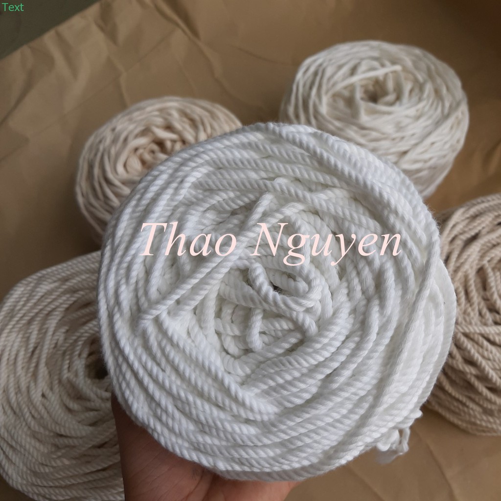 Dây thừng se macrame , dây cotton ( 2mm, 3mm, 4mm, 5mm, 6mm,7mm ,8mm, 10mm). Màu kem và màu ngà