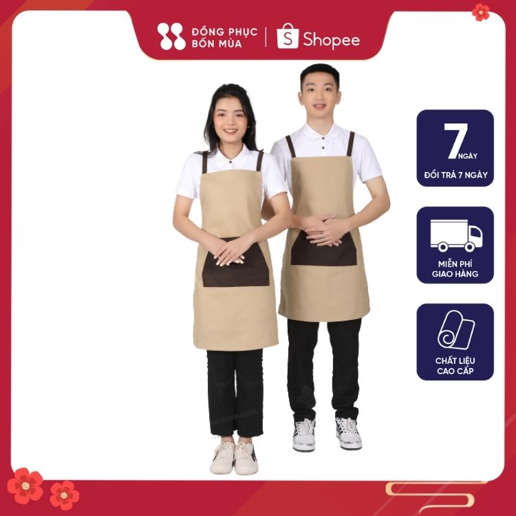 Tạp Dề Pha Chế, Phục Vụ Cao Cấp Trơn Đủ Màu Vải Kaki cực đẹp sẵn hàng kèm video shop tự chụp