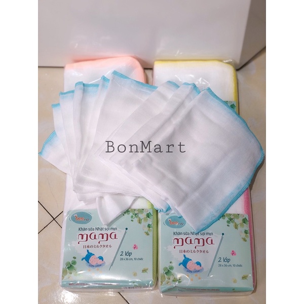 Khăn xô, khăn sữa Mama xuất Nhật túi 10 chiếc (2-3-4 lớp)