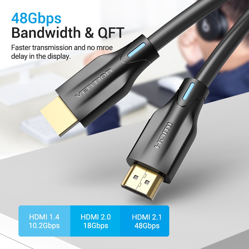 Cáp HDMI 2.1 Vention tốc độ cao 48Gbps 8K@60Hz chuyển đổi DR Dolby Atmos eARC