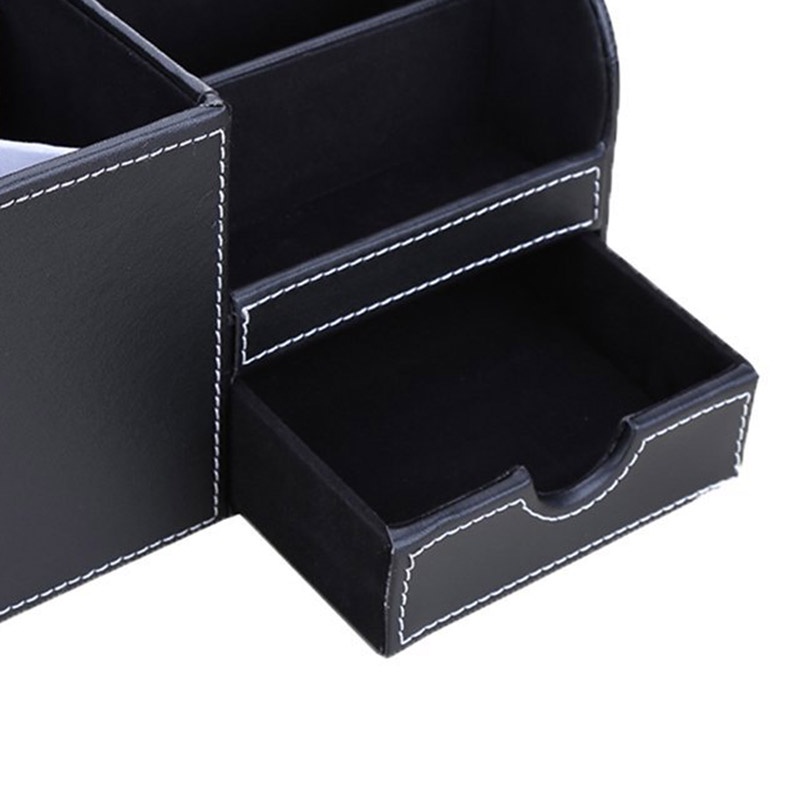 1 Hộp đựng bút / danh thiếp / điều khiển từ xa / điện thoại bằng da PU màu đen đa năng