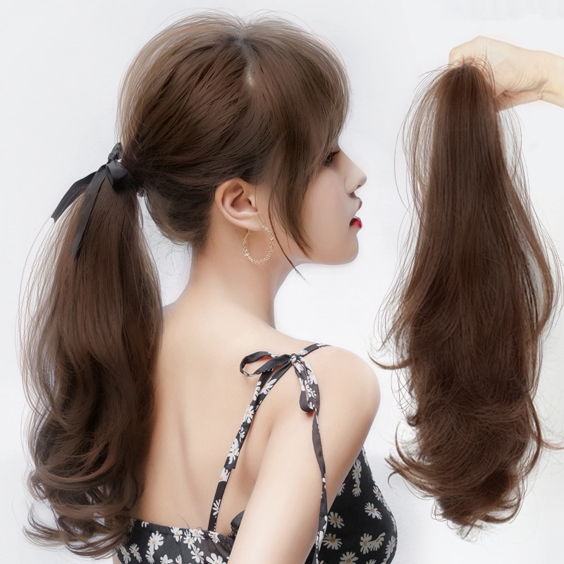 Đuôi Tóc Xoăn Dài Ngang Ngực Chất Tơ Nhật Giống Tóc Thật Dạng Cột Dễ Sử Dụng