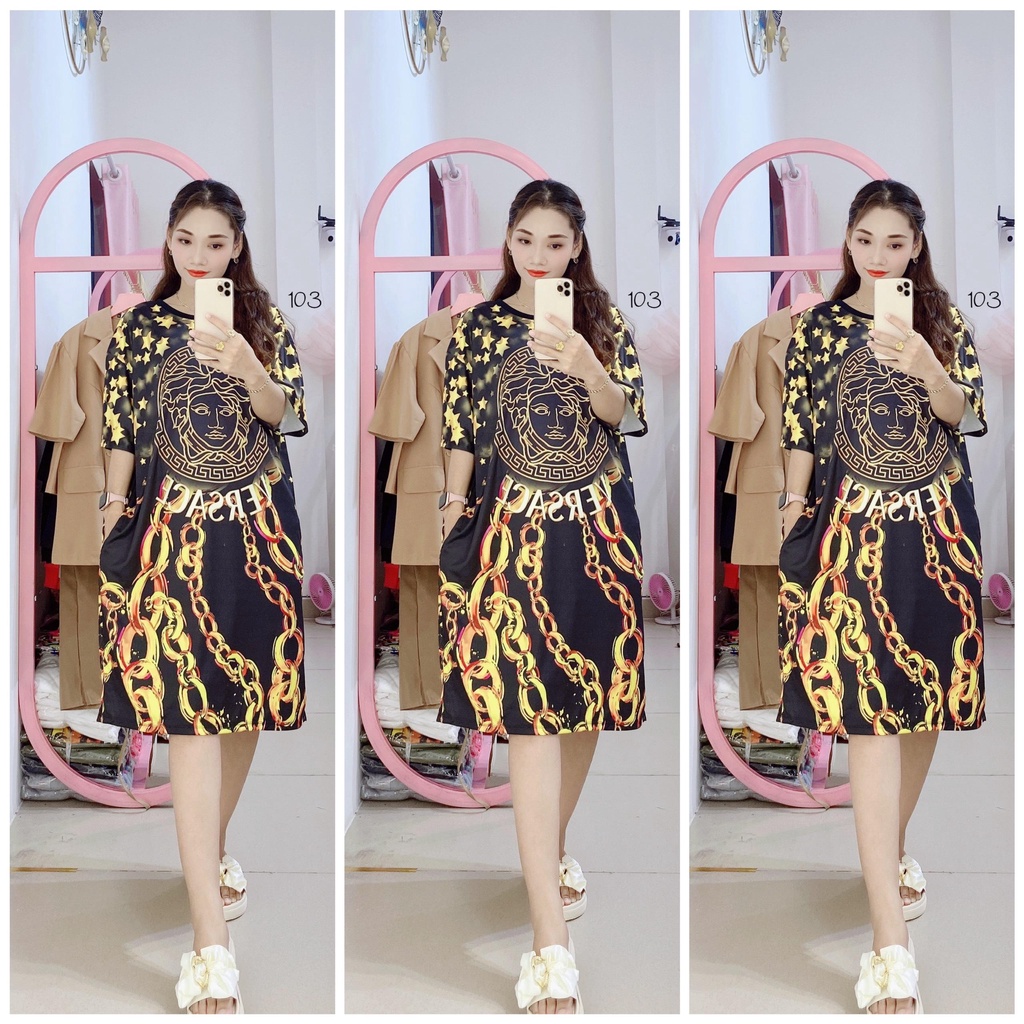 (55kg đến 85kg) Đầm Suông 3D Big Size, Hình thật shop chụp - D103