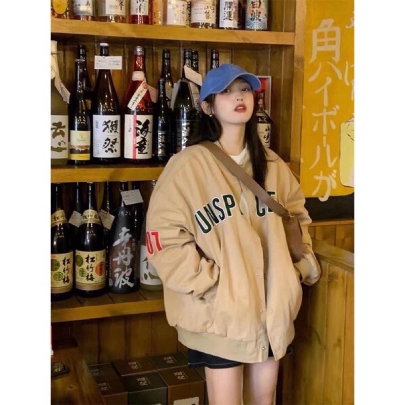 Áo khoác bomber kaki trần bông nam nữ cực ấm✅