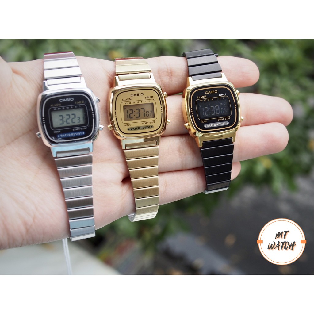 Đồng hồ CASIO nữ LA670 vintage trẻ trung giá rẻ, dây thép không gỉ chống nước