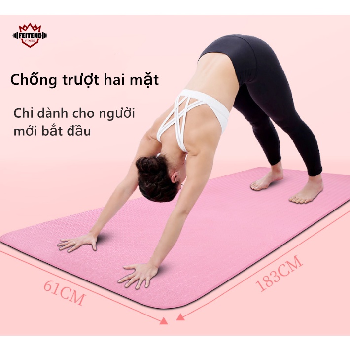 Thảm tập yoga 2 lớp TPE 6mm từ có định tuyến tập gym thiền pilates fashion chống trượt cao su cao cấp tại nhà