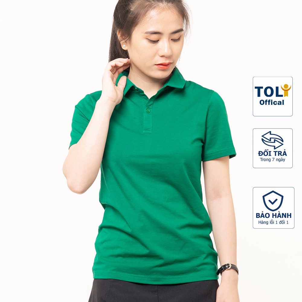 Áo thun nữ Cổ Sơ Mi (Cổ trụ) TOLI, chất cotton 4 chiều mềm mịn, co dãn màu Xanh Rêu