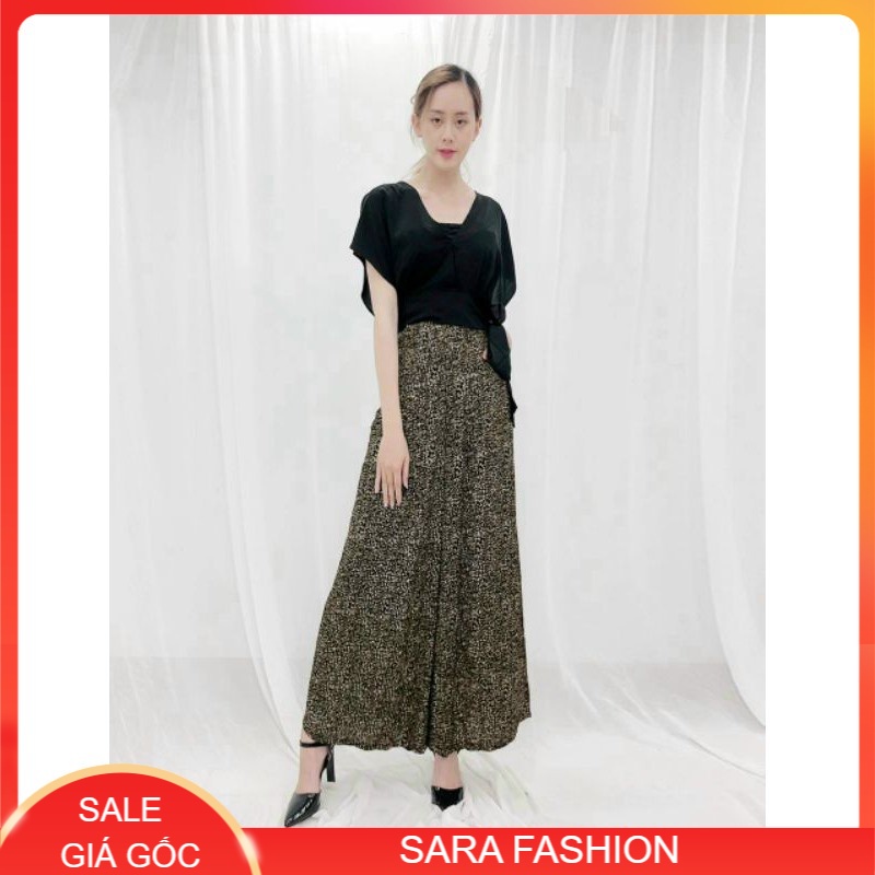 SET BỘ ÁO CÁNH DƠI CỘT NƠ EO QUẦN ỐNG RỘNG GIẢ VÁY