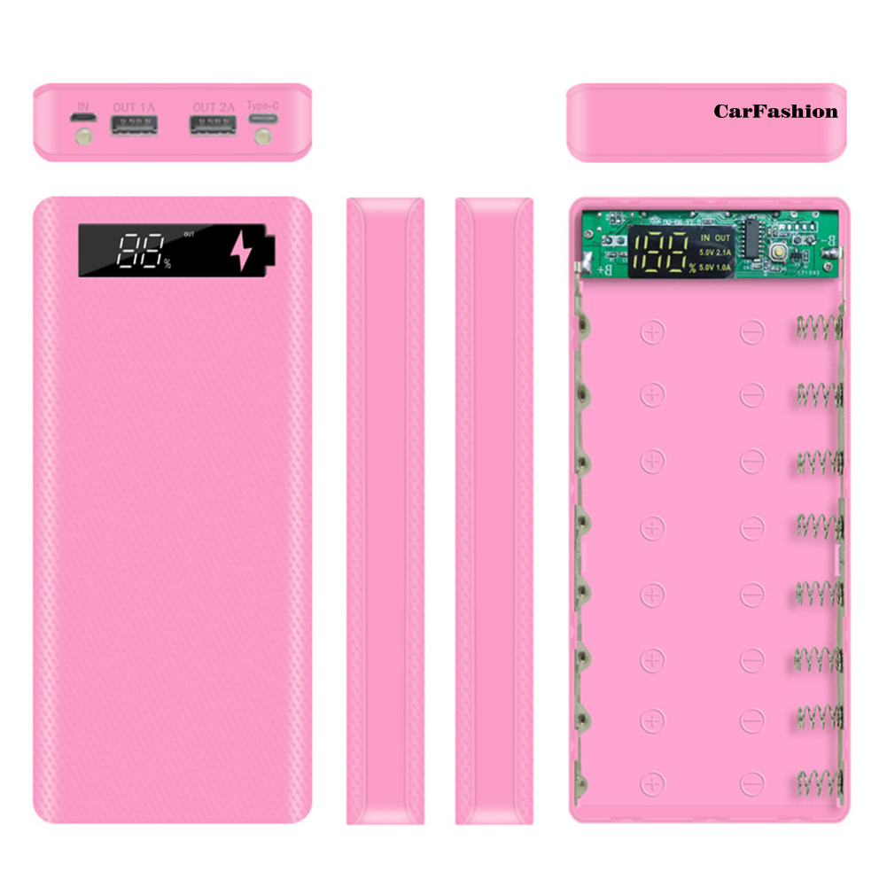 Vỏ Pin Sạc Dự Phòng Tự Lắp Ráp Cổng Micro USB Type-C 18650 Có Màn Hình LCD Ốp