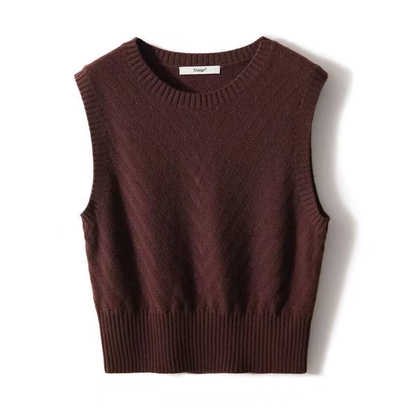 Áo Vest Dệt Kim Trơn 198524 Áo Sweater Sát Nách Thời Trang Mùa Thu Trẻ Trung