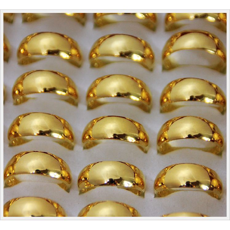 Nhẫn bóng mạ vàng 24K đơn giản dành cho nam và nữ